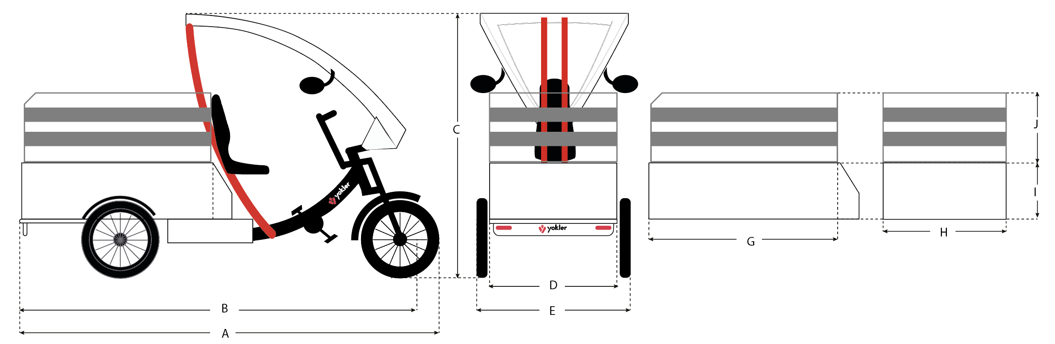 Dimensions triporteur Yokler J Pick Up