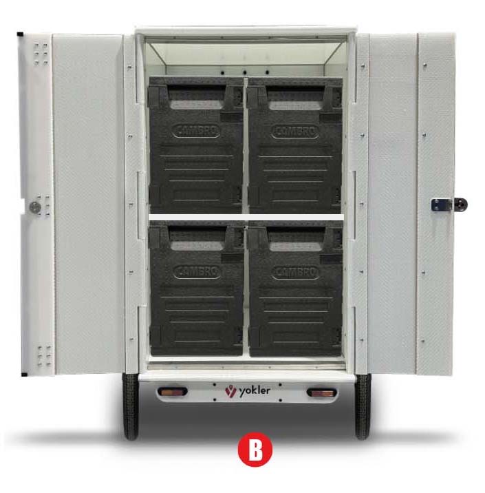 Triporteur isotherme 4 caissons 90L portage de repas