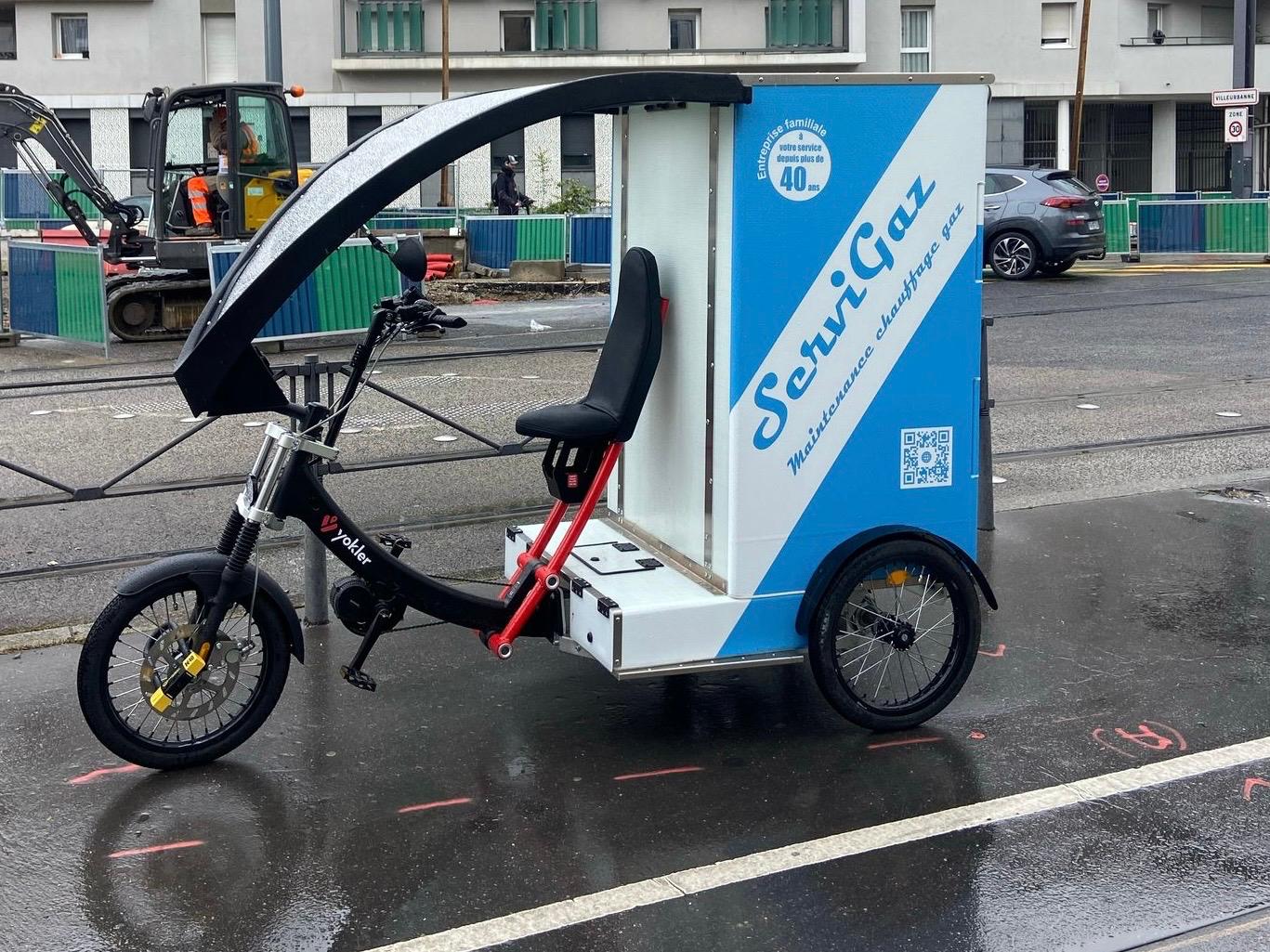 cargobike electrique 1m3 Servigaz technicien maintenance
